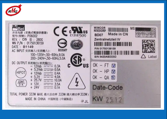 01750136159 Partes de máquinas de cajeros automáticos Wincor Nixdorf Fuente de alimentación 333W ACBEL P06002